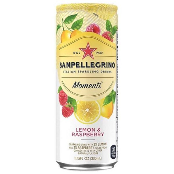 Сокосодержащий напиток S. Pellegrino Lemon & Raspberry (С. Пеллегрино Лимон Малина) 0,33 л. Банка (24 шт./уп.)