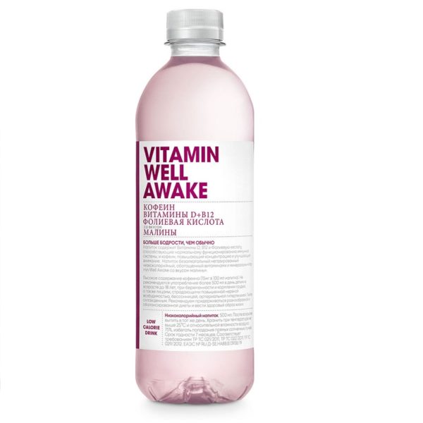 Безалкогольный напиток Vitamin Well Awake (Витамин Велл Малина) 0,5 л. ПЭТ (12 шт./уп.)