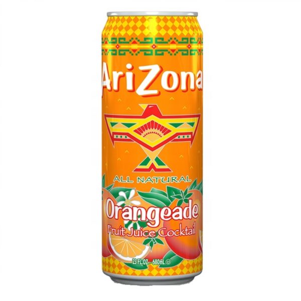 Холодный чай Arizona Orangeade Fruit Juice Cocktail (Аризона Апельсин) 0,68 л. Банка (24 шт./уп.)