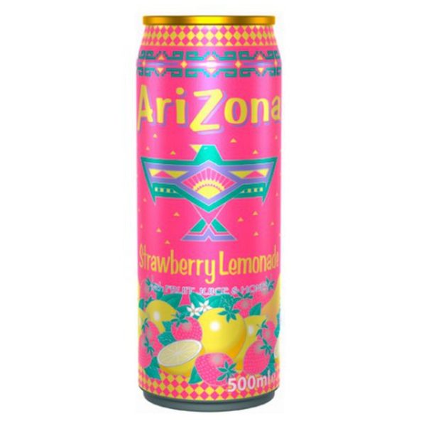 Холодный чай Arizona Strawberry Lemonade Fruit Juice & Honey (Аризона Клубничный Лимонад Фруктовый сок и Мед) 0,5 л. Банка (12 шт./уп.)